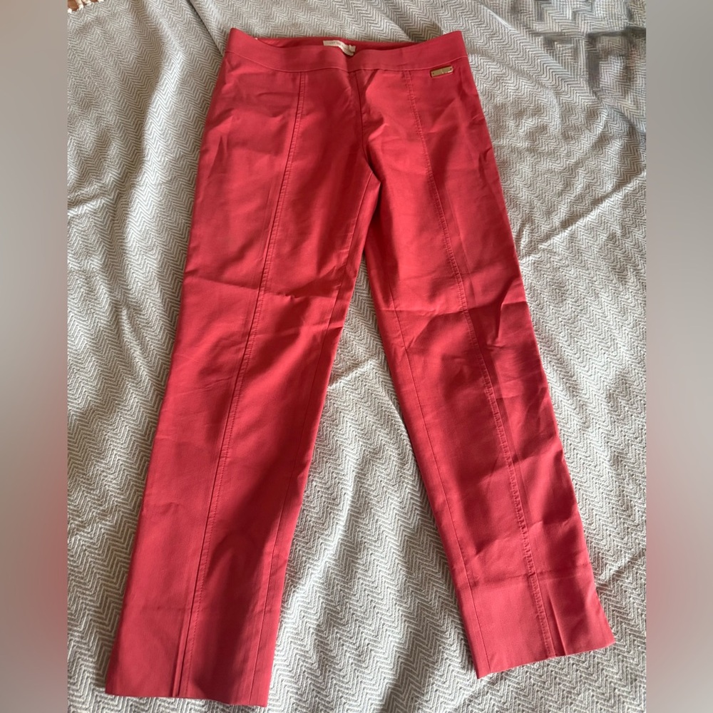 Tory Burch Vibrant Coral Pink Callie Skinny Pants Size 2